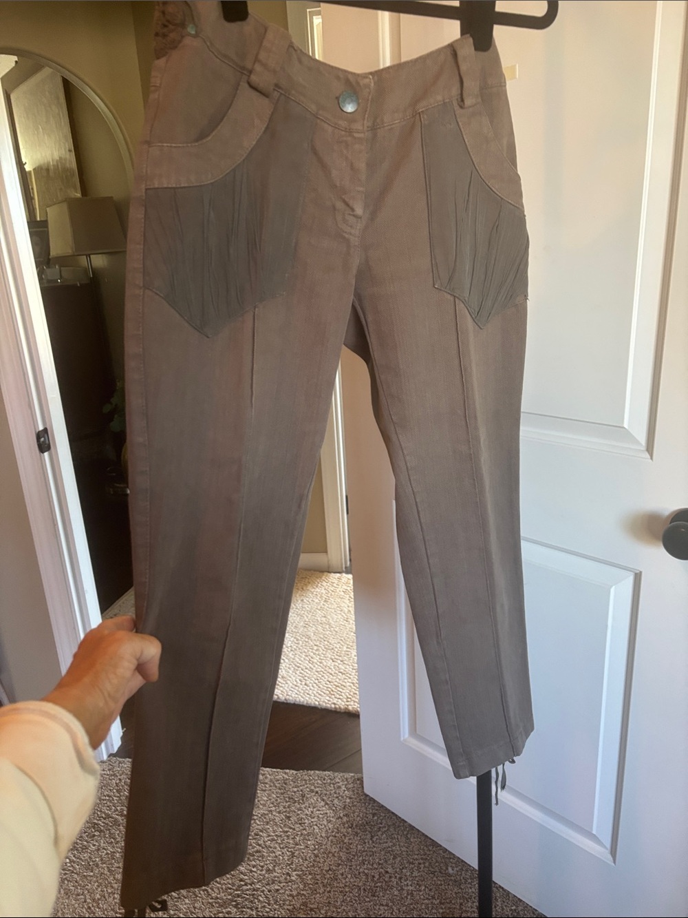 Women's Brown Straight-Leg Pants with Front Panel Detail